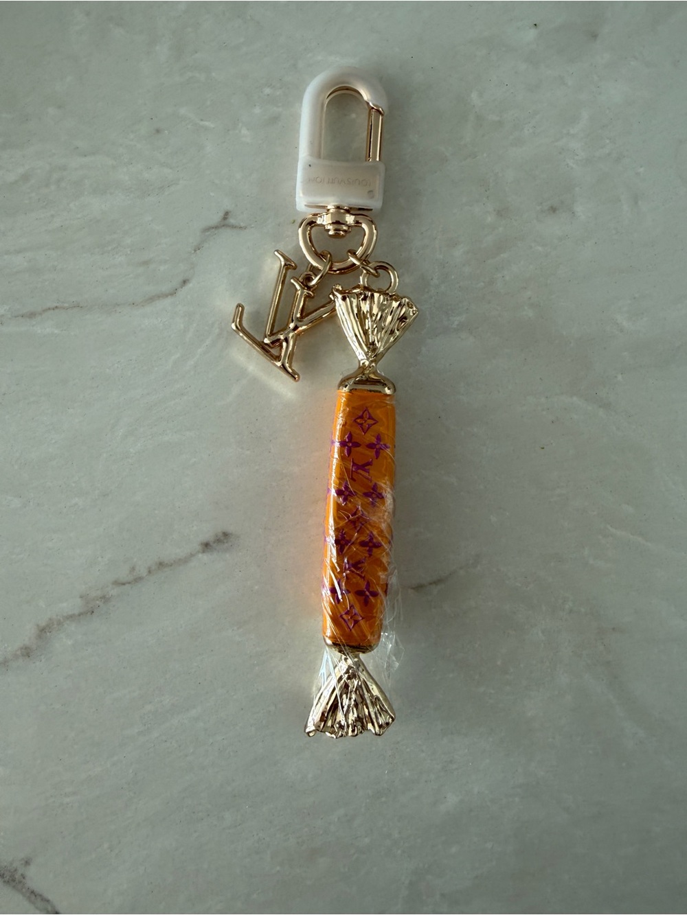 Designer-style Fashion Orange Monogram Candy Charm Key Holder